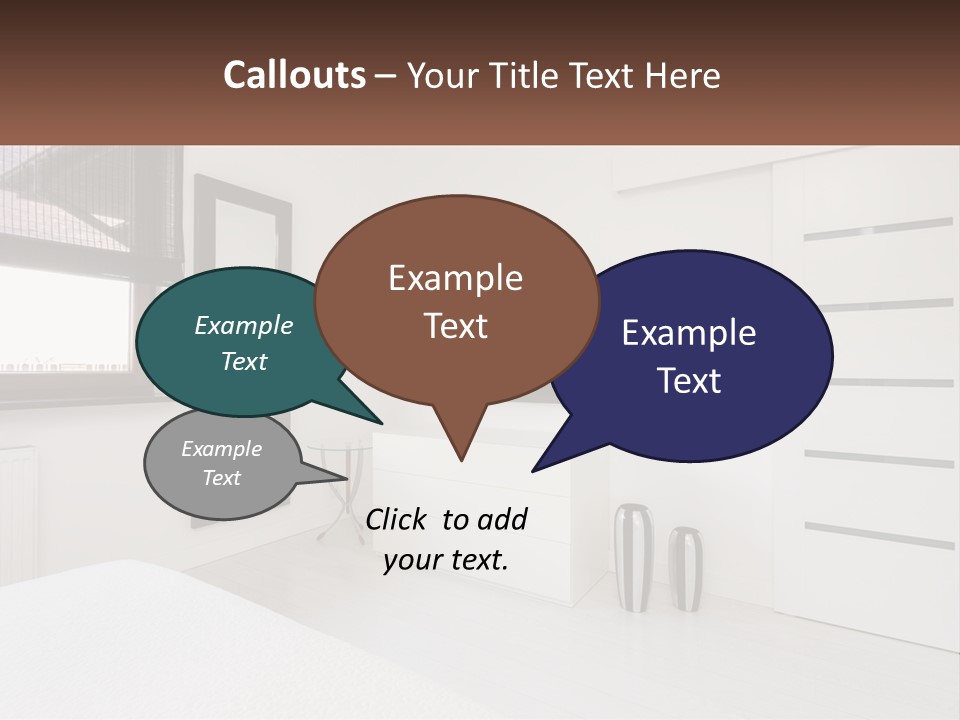A Bedroom With A Bed, Dresser, Mirror And Television PowerPoint Template