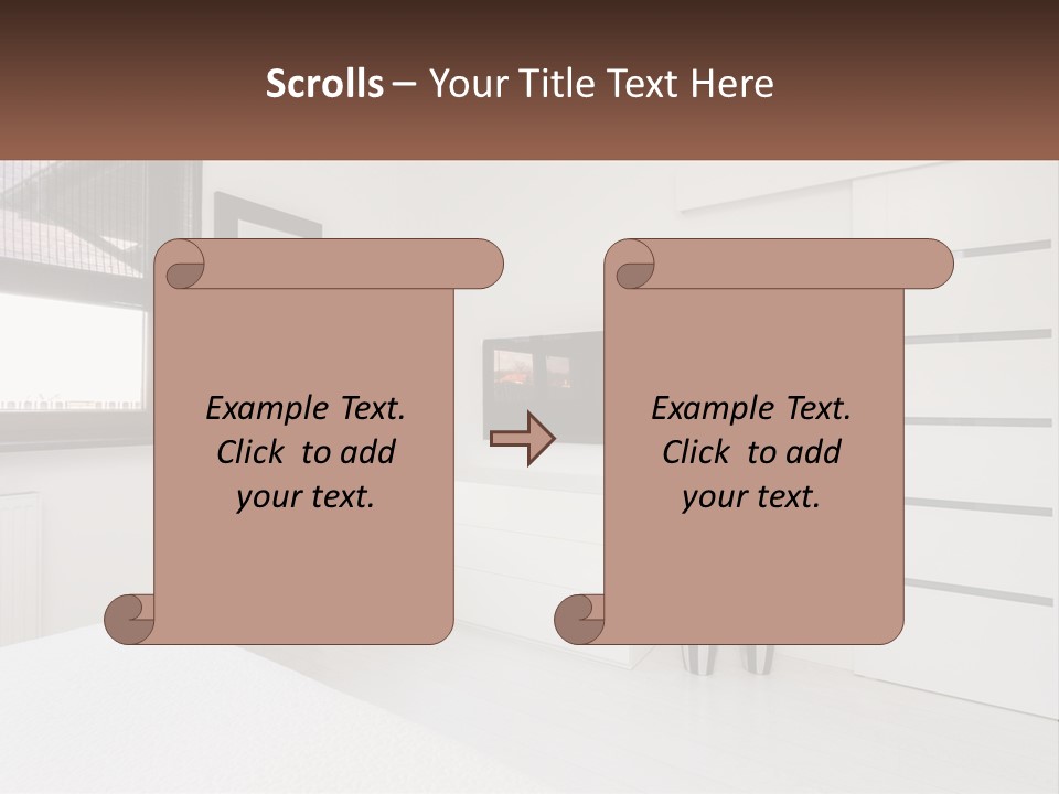 A Bedroom With A Bed, Dresser, Mirror And Television PowerPoint Template
