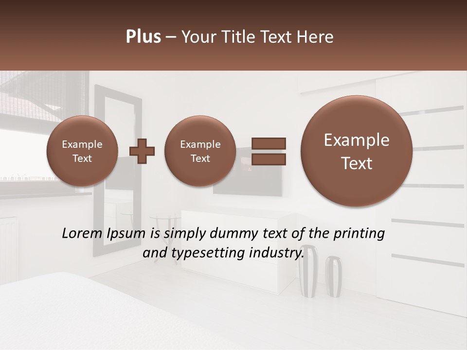 A Bedroom With A Bed, Dresser, Mirror And Television PowerPoint Template