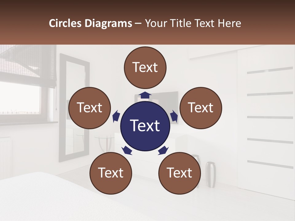 A Bedroom With A Bed, Dresser, Mirror And Television PowerPoint Template