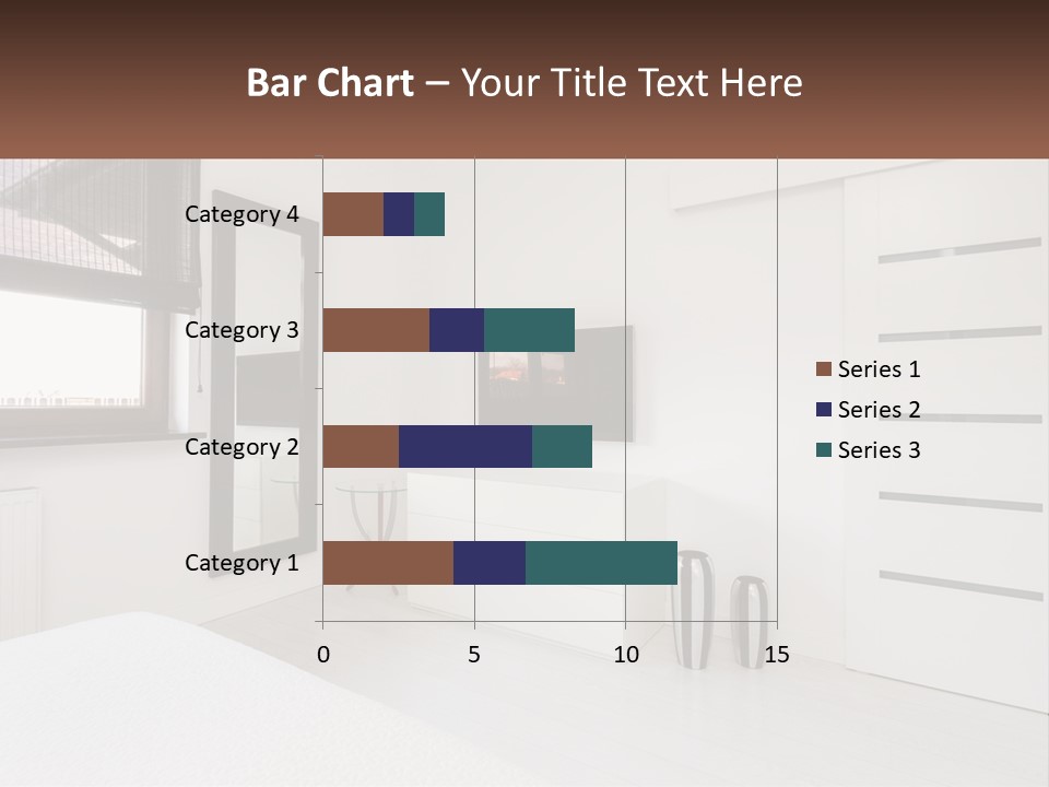 A Bedroom With A Bed, Dresser, Mirror And Television PowerPoint Template
