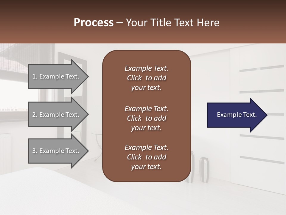 A Bedroom With A Bed, Dresser, Mirror And Television PowerPoint Template