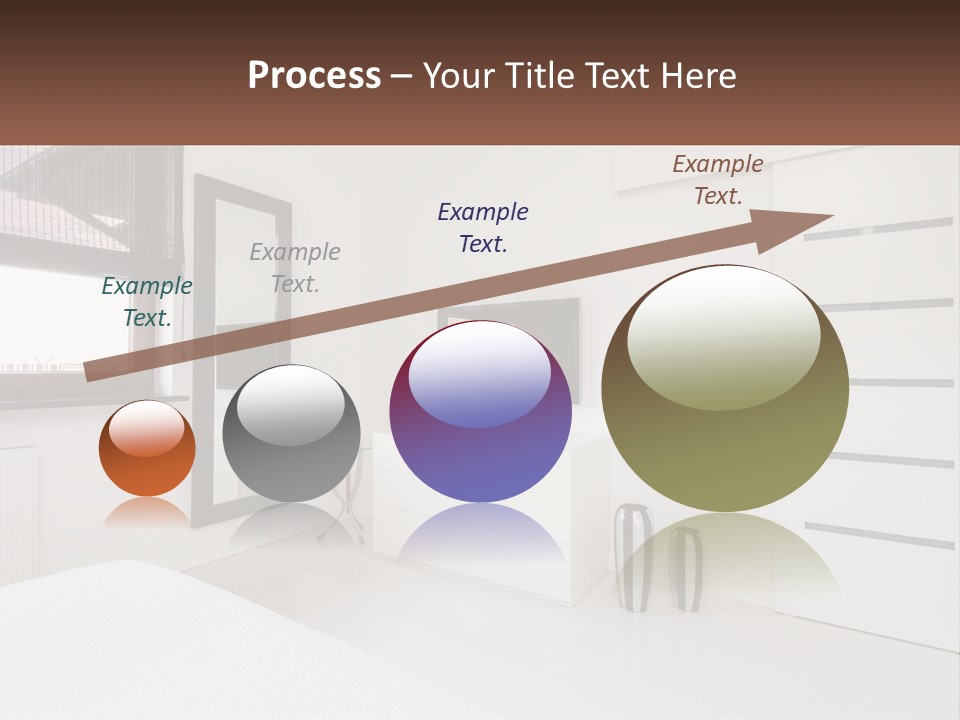 A Bedroom With A Bed, Dresser, Mirror And Television PowerPoint Template