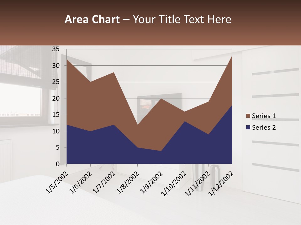 A Bedroom With A Bed, Dresser, Mirror And Television PowerPoint Template
