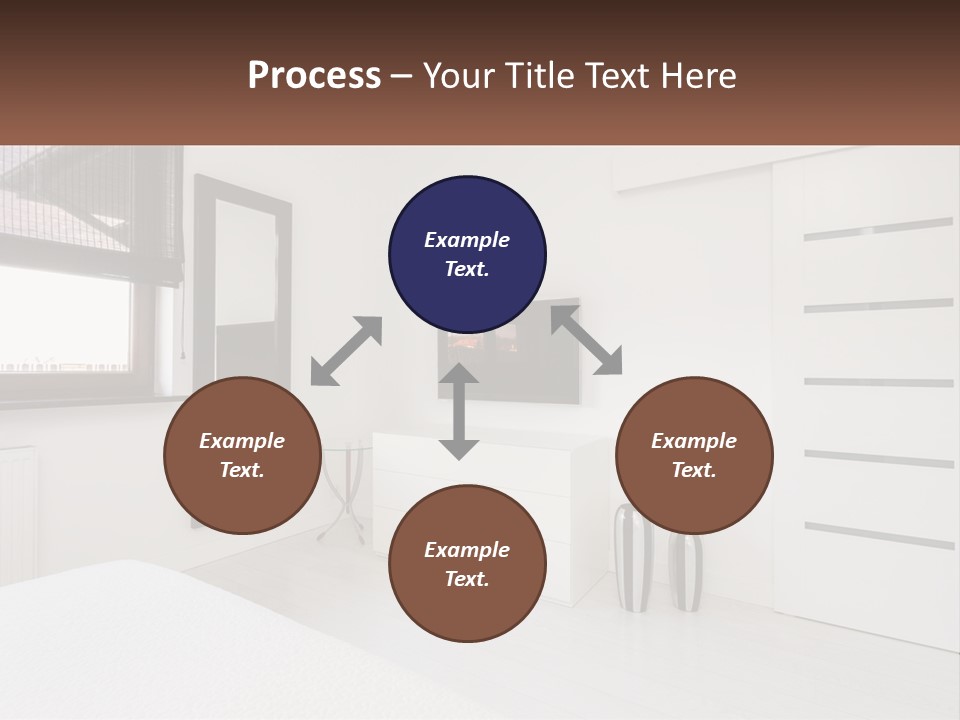 A Bedroom With A Bed, Dresser, Mirror And Television PowerPoint Template