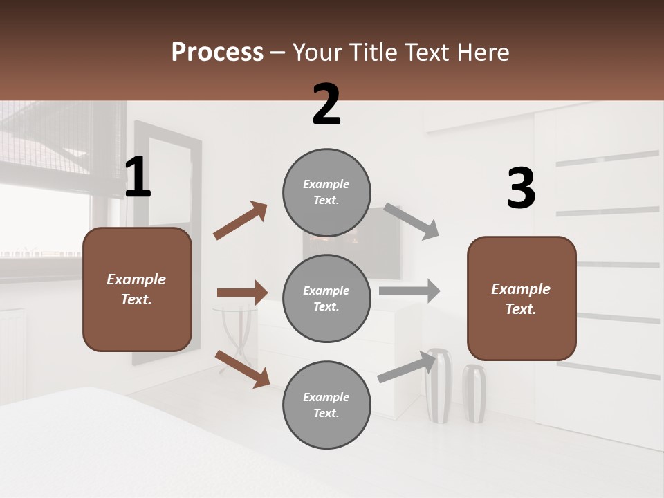 A Bedroom With A Bed, Dresser, Mirror And Television PowerPoint Template