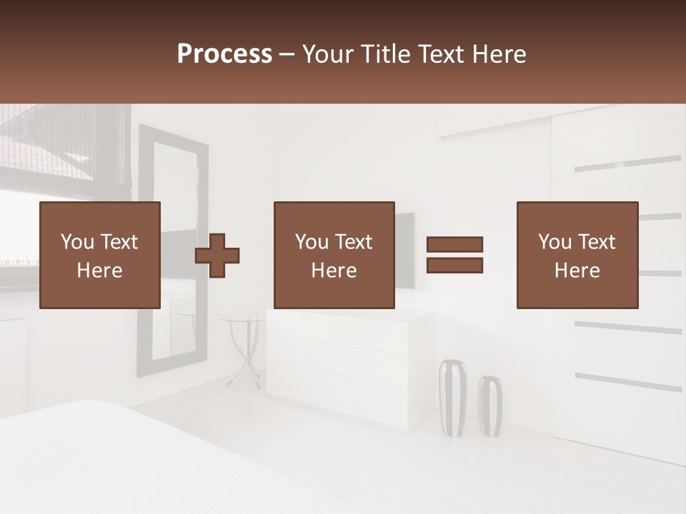 A Bedroom With A Bed, Dresser, Mirror And Television PowerPoint Template