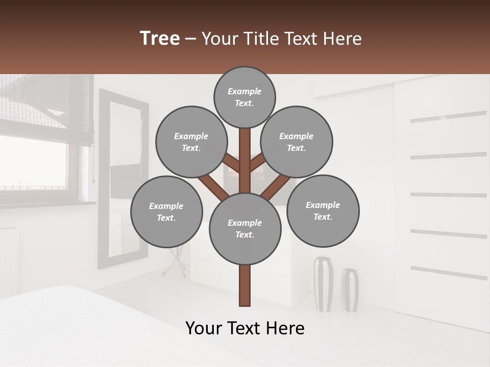 A Bedroom With A Bed, Dresser, Mirror And Television PowerPoint Template
