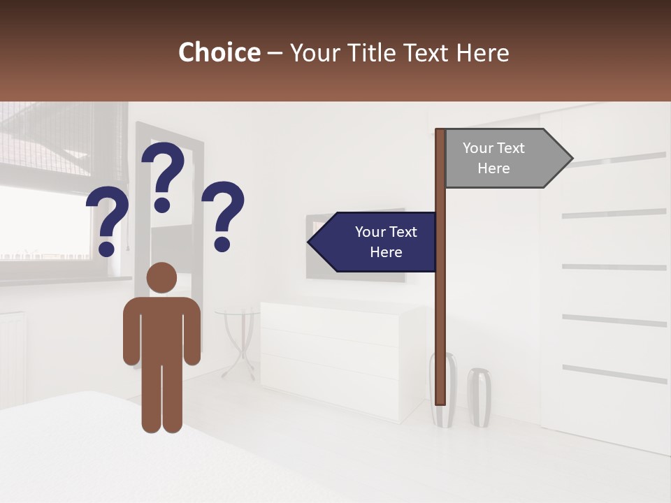 A Bedroom With A Bed, Dresser, Mirror And Television PowerPoint Template