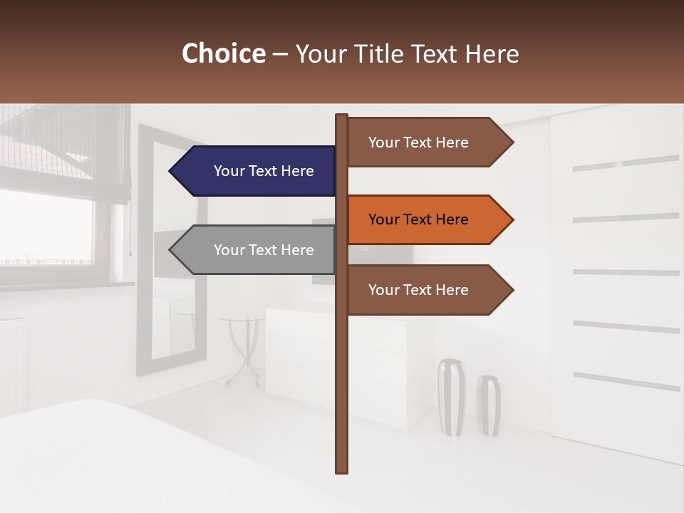 A Bedroom With A Bed, Dresser, Mirror And Television PowerPoint Template