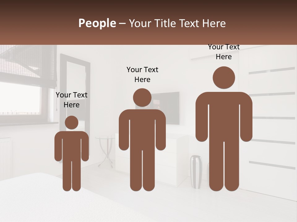 A Bedroom With A Bed, Dresser, Mirror And Television PowerPoint Template