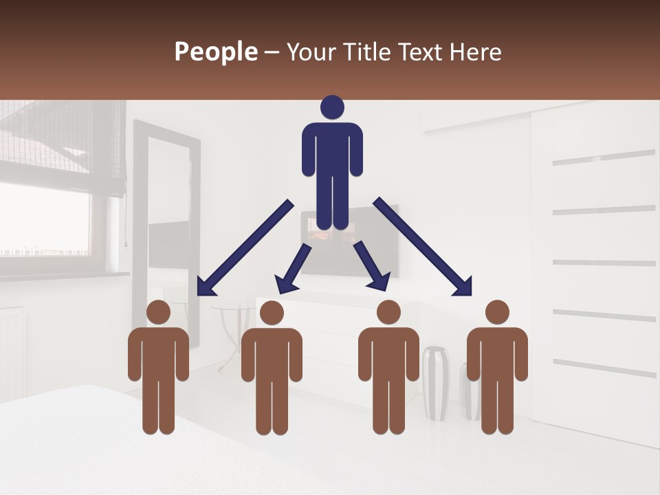 A Bedroom With A Bed, Dresser, Mirror And Television PowerPoint Template