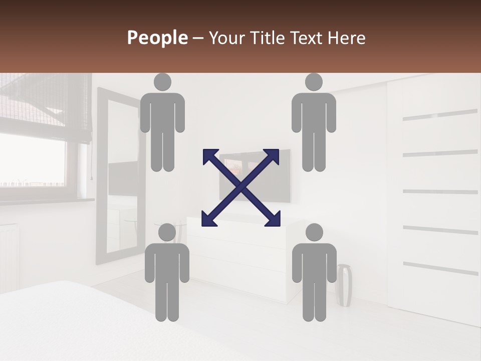 A Bedroom With A Bed, Dresser, Mirror And Television PowerPoint Template