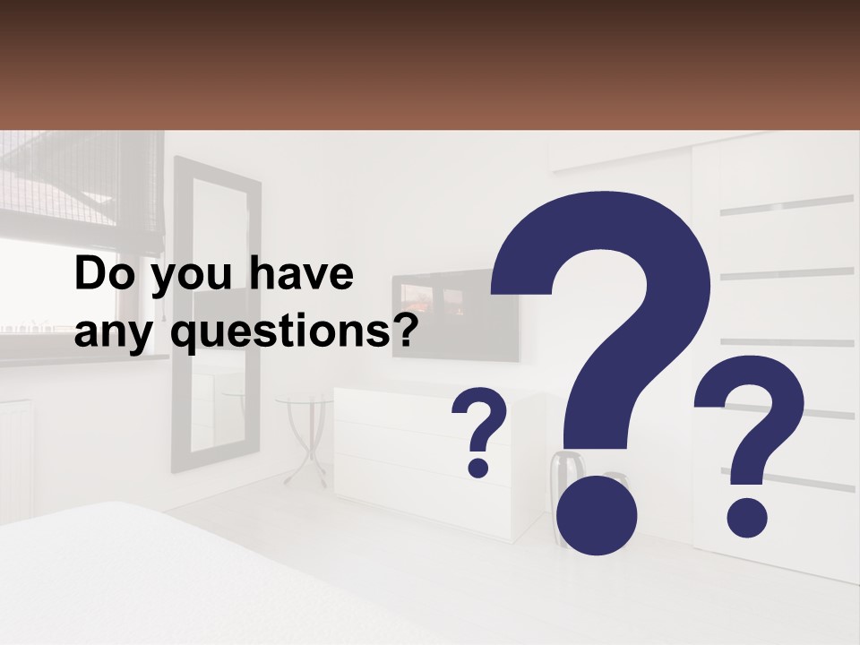 A Bedroom With A Bed, Dresser, Mirror And Television PowerPoint Template