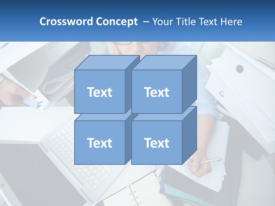 A Woman Sitting At A Desk With A Laptop And Papers PowerPoint Template