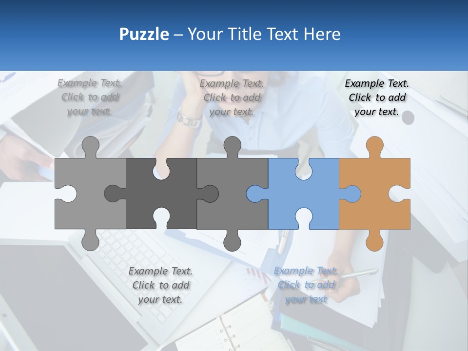 A Woman Sitting At A Desk With A Laptop And Papers PowerPoint Template