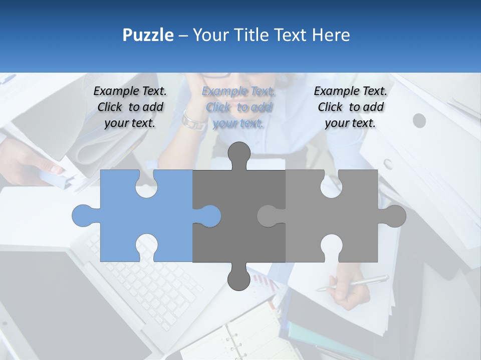 A Woman Sitting At A Desk With A Laptop And Papers PowerPoint Template