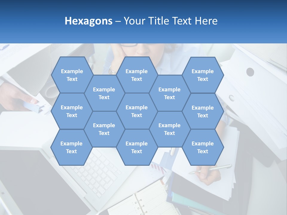 A Woman Sitting At A Desk With A Laptop And Papers PowerPoint Template