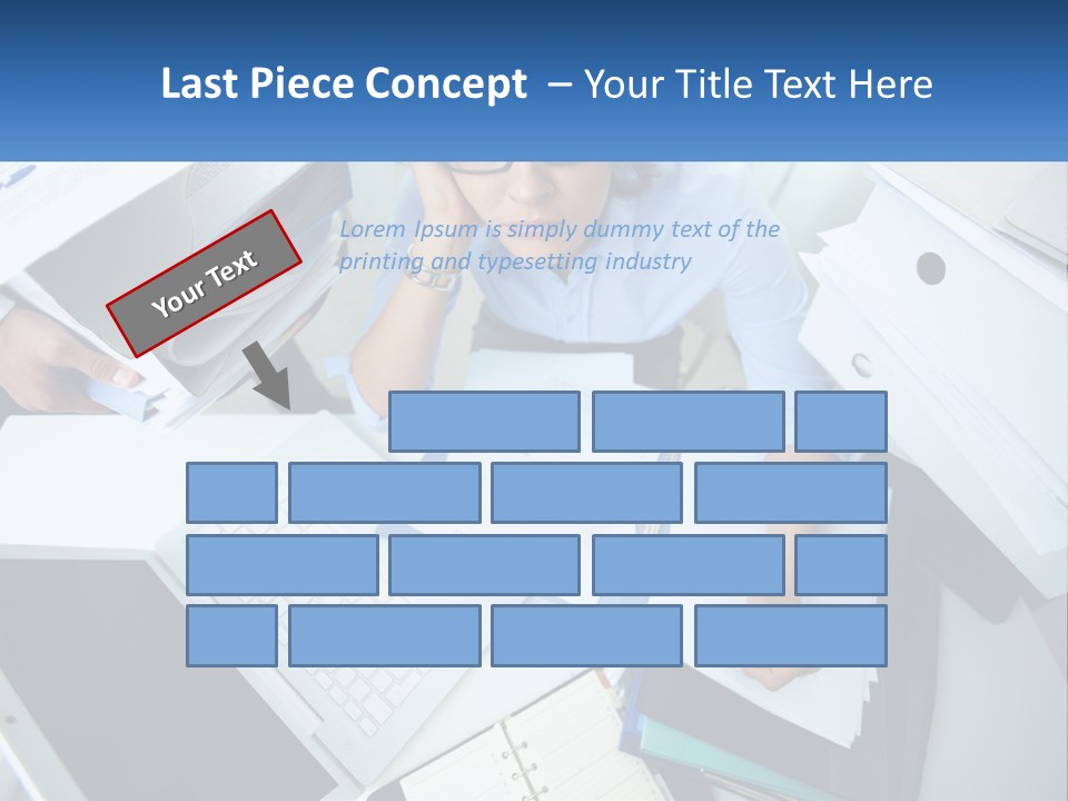 A Woman Sitting At A Desk With A Laptop And Papers PowerPoint Template