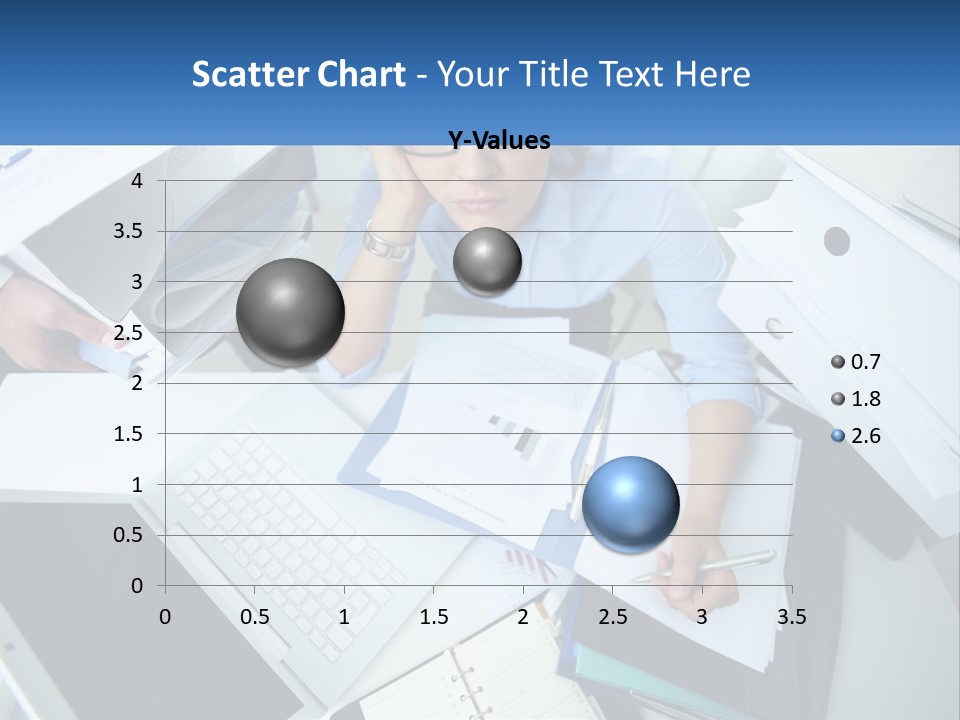 A Woman Sitting At A Desk With A Laptop And Papers PowerPoint Template