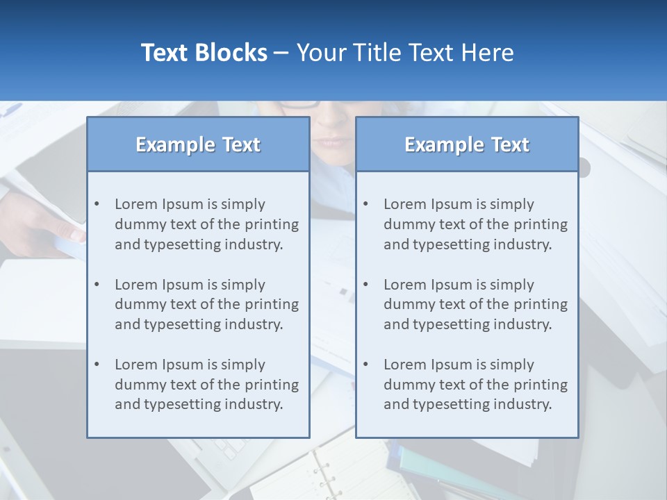 A Woman Sitting At A Desk With A Laptop And Papers PowerPoint Template