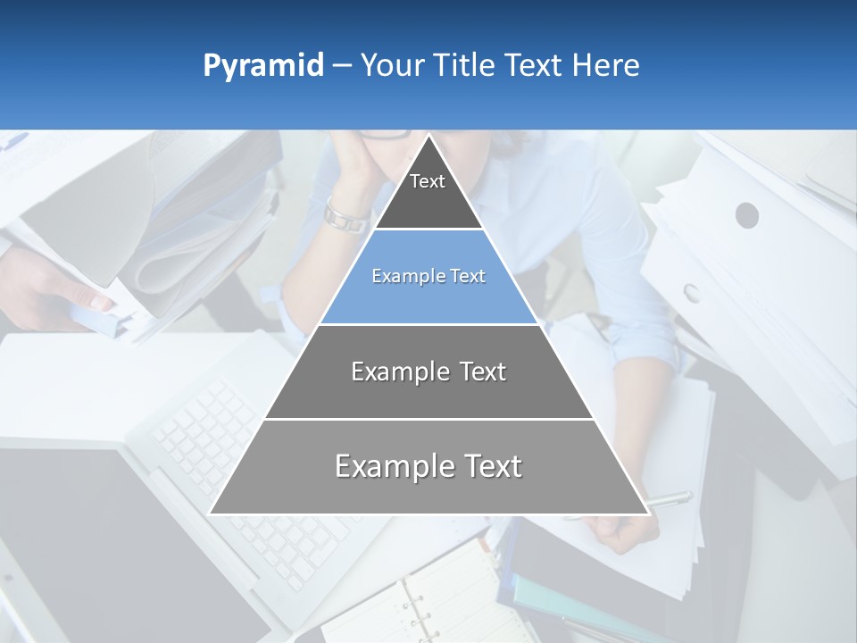 A Woman Sitting At A Desk With A Laptop And Papers PowerPoint Template