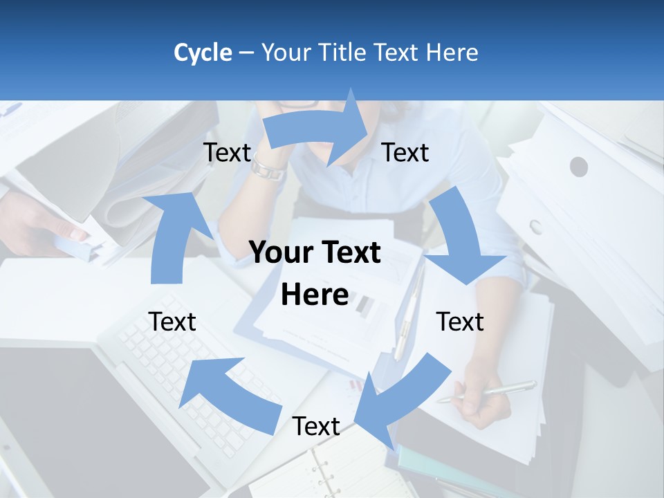 A Woman Sitting At A Desk With A Laptop And Papers PowerPoint Template