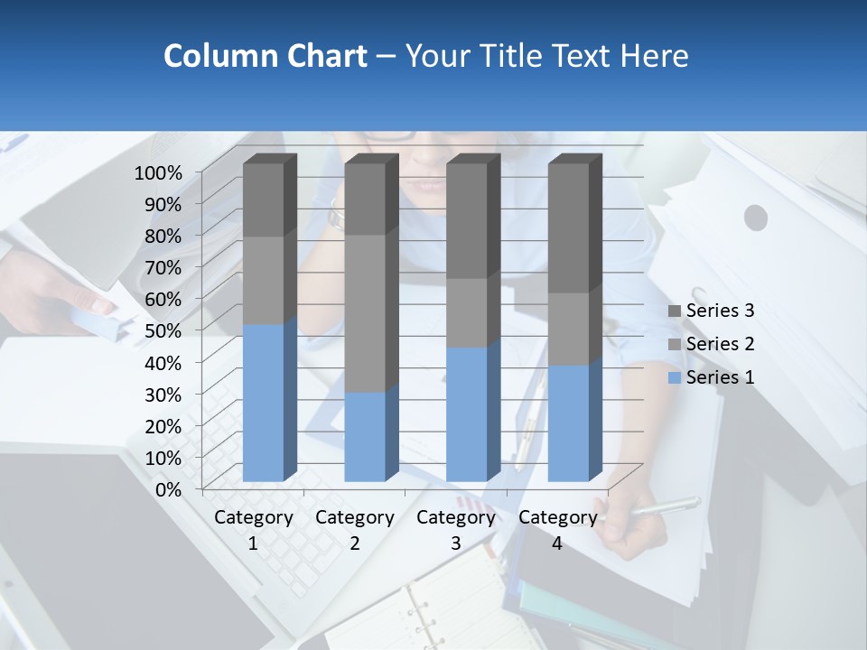A Woman Sitting At A Desk With A Laptop And Papers PowerPoint Template