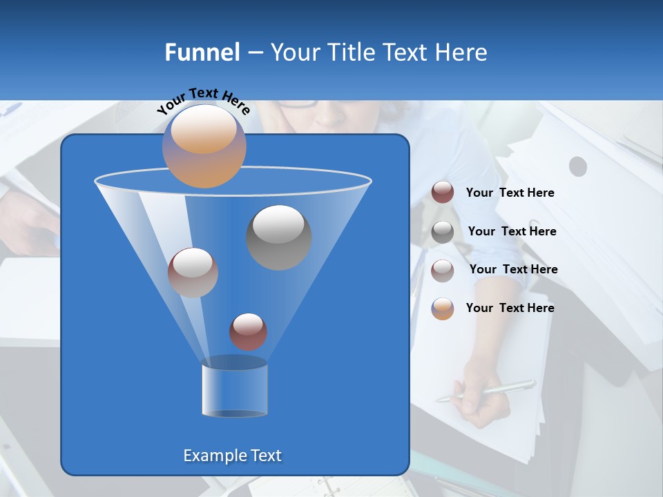 A Woman Sitting At A Desk With A Laptop And Papers PowerPoint Template