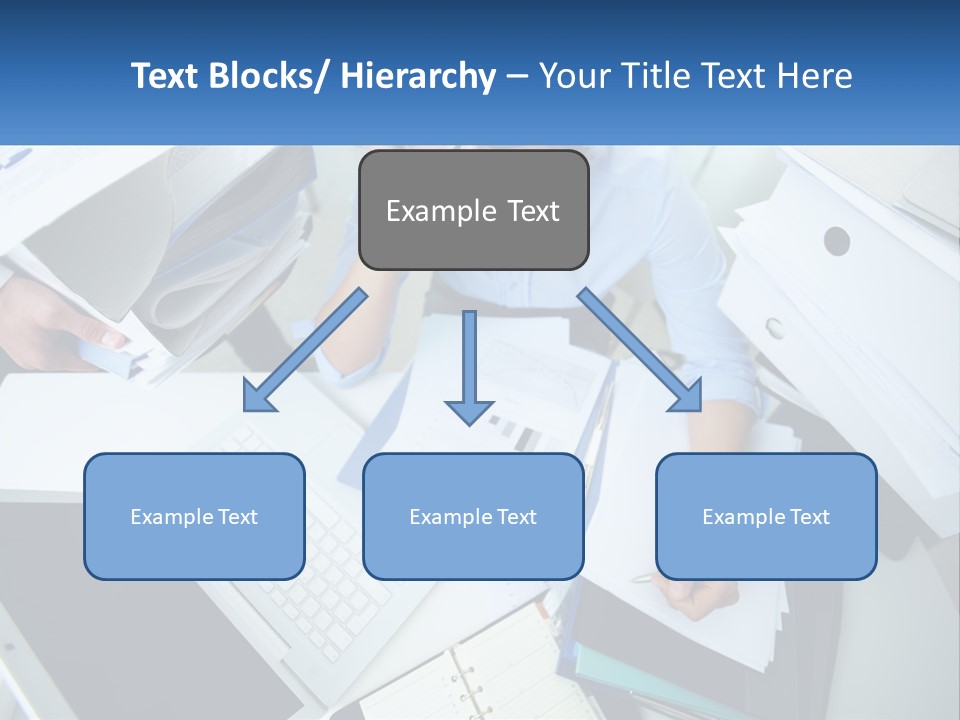 A Woman Sitting At A Desk With A Laptop And Papers PowerPoint Template