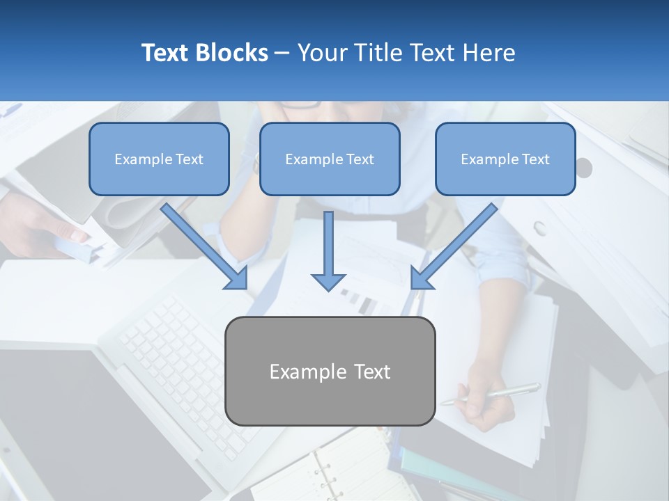 A Woman Sitting At A Desk With A Laptop And Papers PowerPoint Template