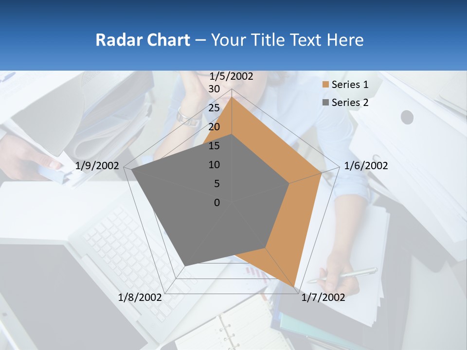 A Woman Sitting At A Desk With A Laptop And Papers PowerPoint Template