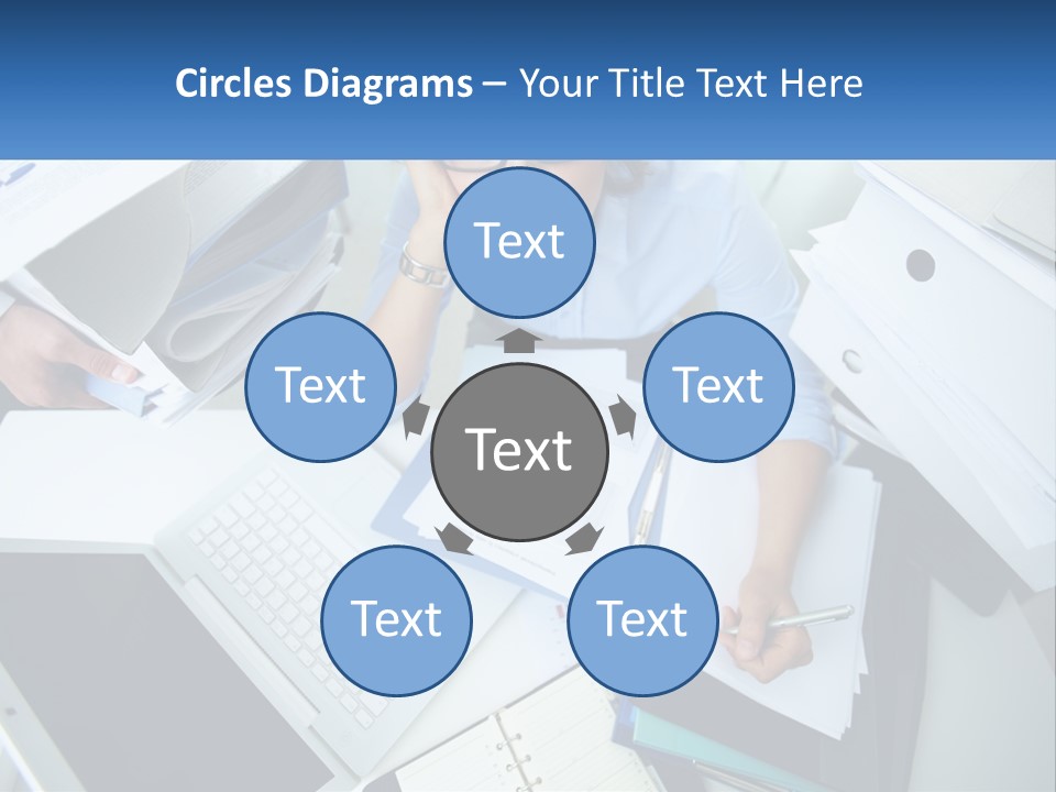 A Woman Sitting At A Desk With A Laptop And Papers PowerPoint Template