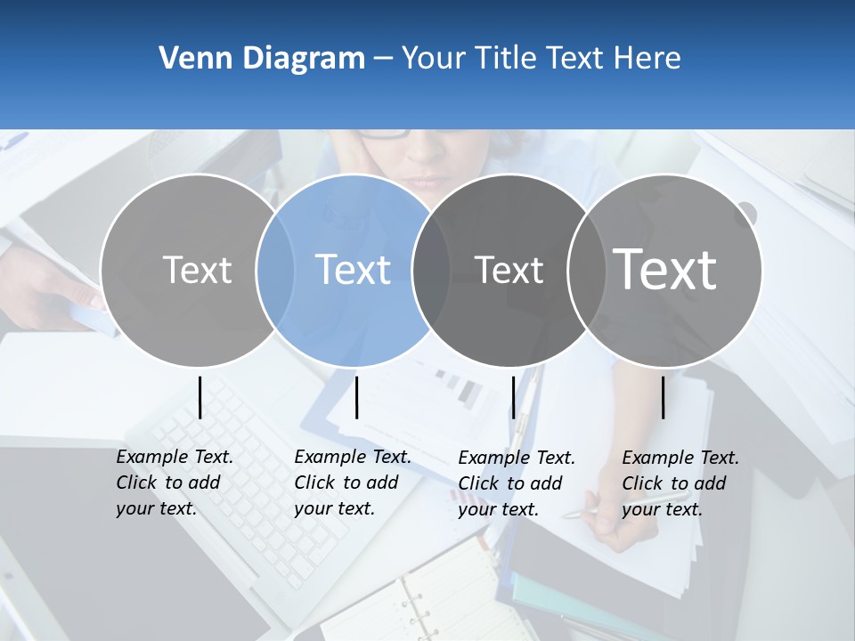 A Woman Sitting At A Desk With A Laptop And Papers PowerPoint Template