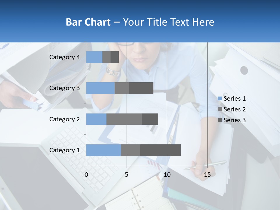 A Woman Sitting At A Desk With A Laptop And Papers PowerPoint Template