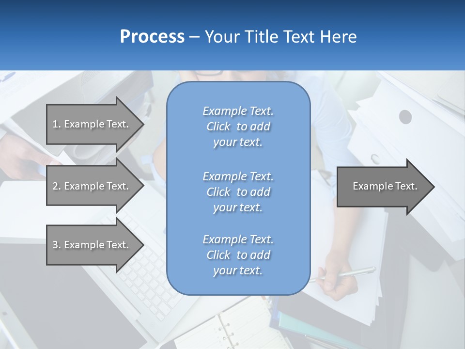 A Woman Sitting At A Desk With A Laptop And Papers PowerPoint Template