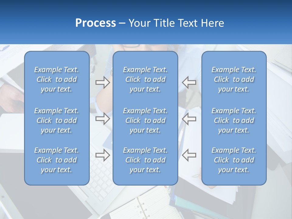 A Woman Sitting At A Desk With A Laptop And Papers PowerPoint Template