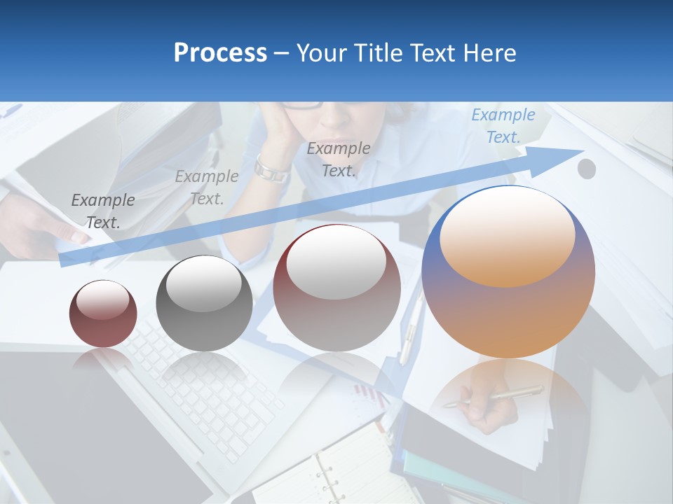 A Woman Sitting At A Desk With A Laptop And Papers PowerPoint Template