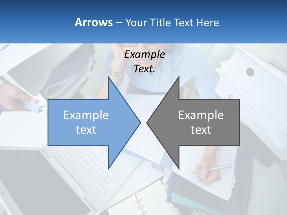 A Woman Sitting At A Desk With A Laptop And Papers PowerPoint Template