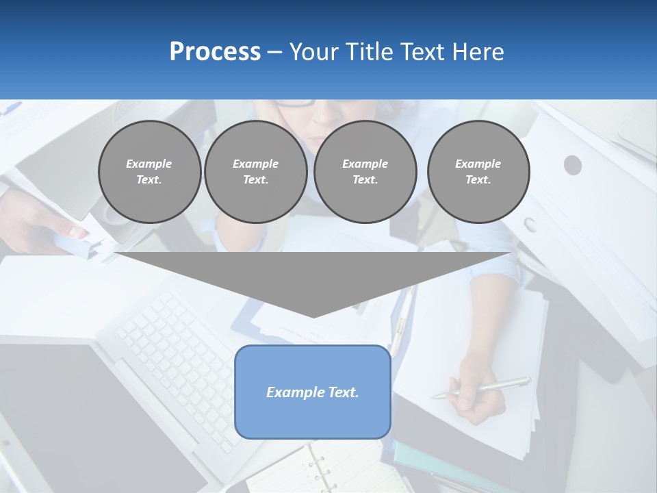 A Woman Sitting At A Desk With A Laptop And Papers PowerPoint Template