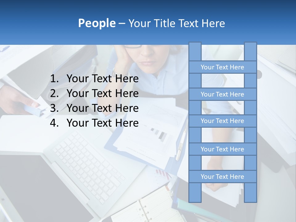 A Woman Sitting At A Desk With A Laptop And Papers PowerPoint Template