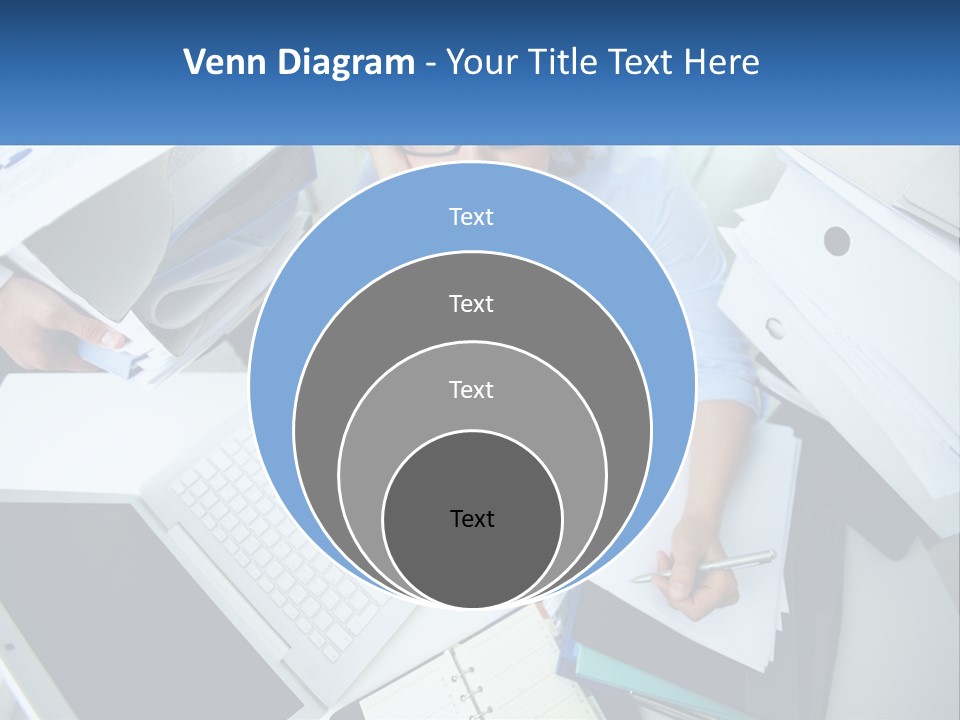 A Woman Sitting At A Desk With A Laptop And Papers PowerPoint Template