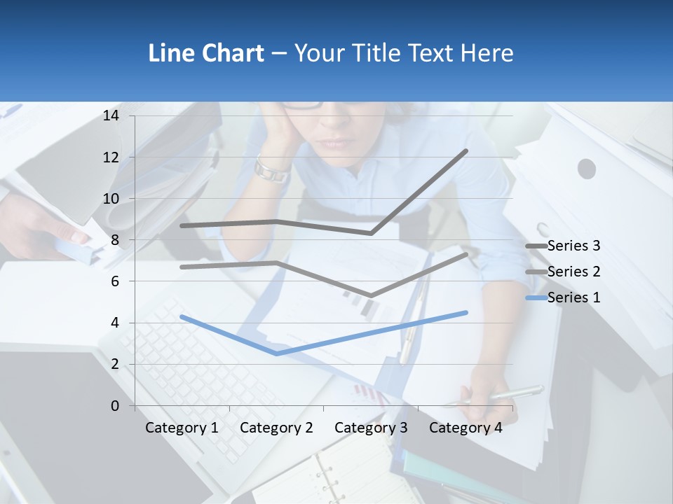 A Woman Sitting At A Desk With A Laptop And Papers PowerPoint Template