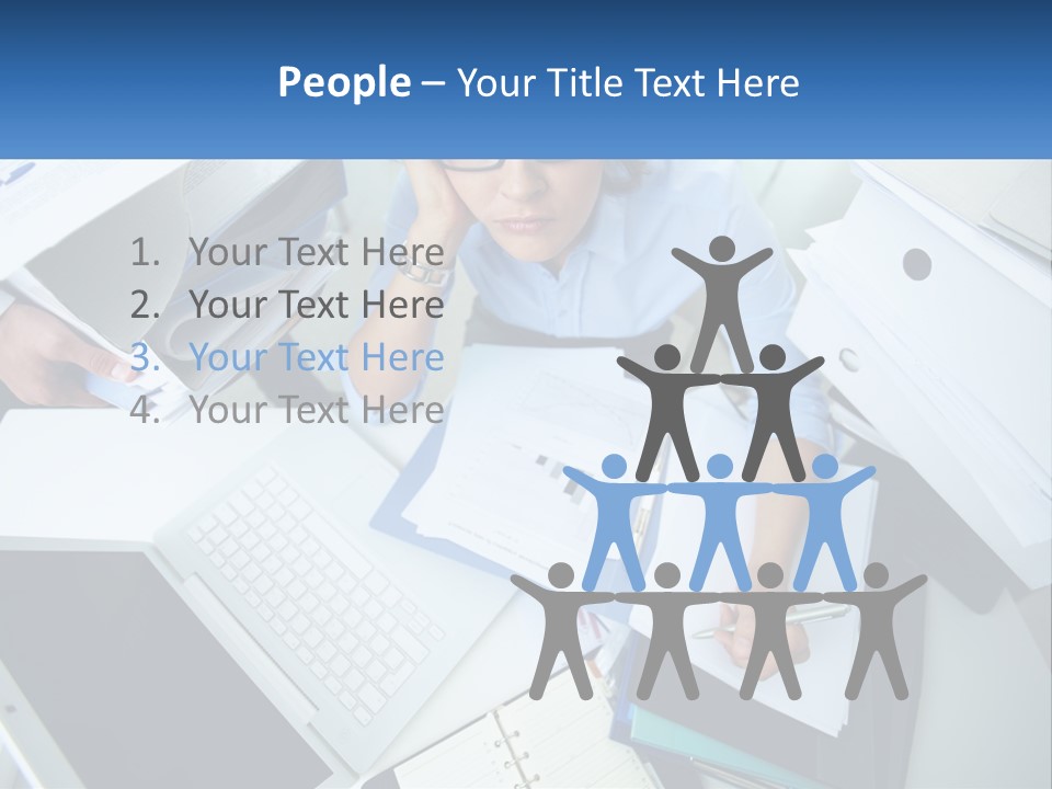 A Woman Sitting At A Desk With A Laptop And Papers PowerPoint Template