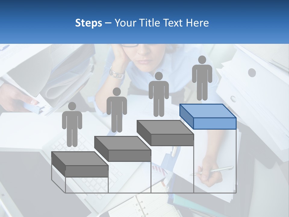 A Woman Sitting At A Desk With A Laptop And Papers PowerPoint Template