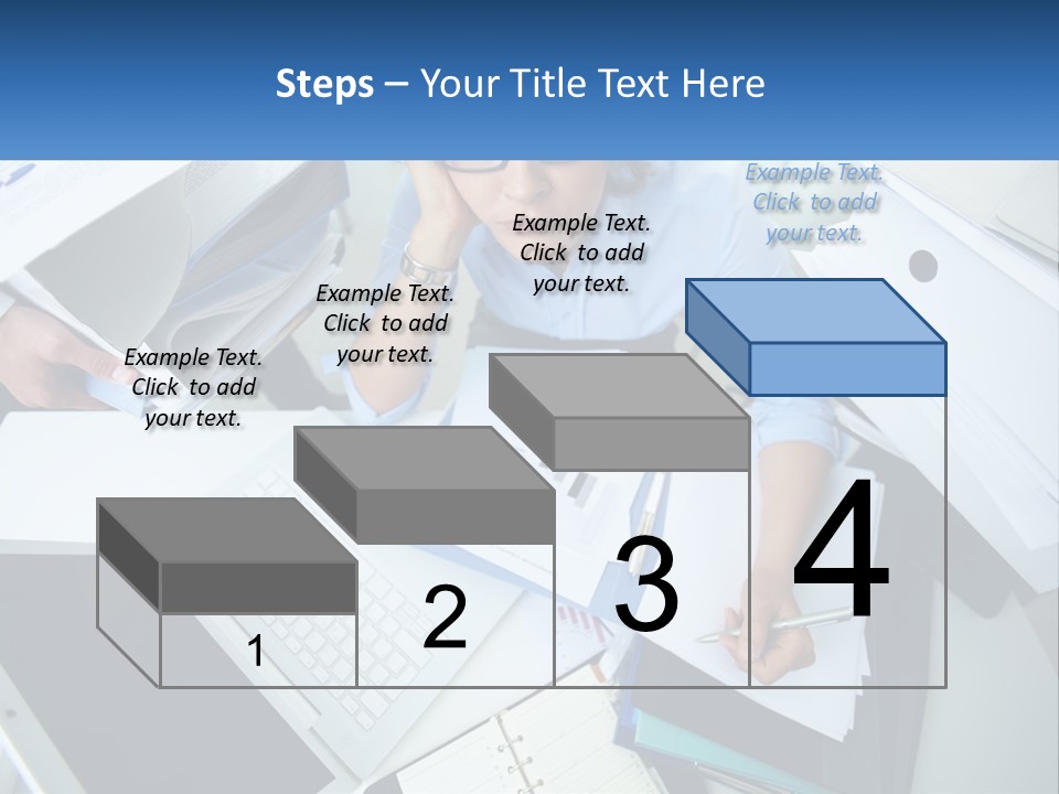 A Woman Sitting At A Desk With A Laptop And Papers PowerPoint Template
