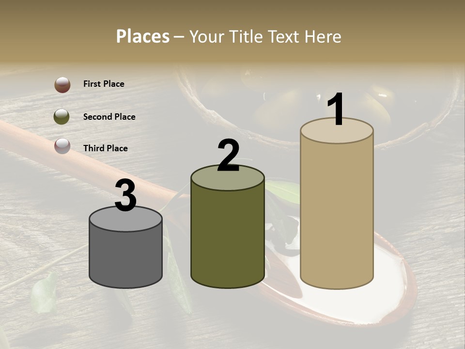 A Bowl Of Green Olives And A Spoon Of Yogurt Powerpoint Template PowerPoint Template