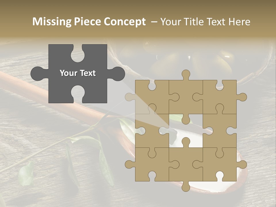 A Bowl Of Green Olives And A Spoon Of Yogurt Powerpoint Template PowerPoint Template