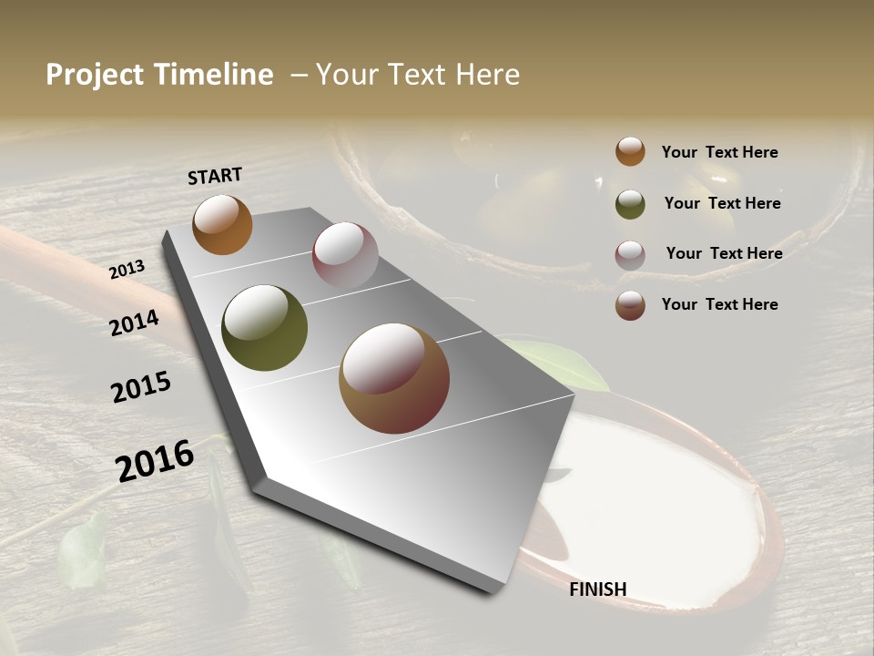 A Bowl Of Green Olives And A Spoon Of Yogurt Powerpoint Template PowerPoint Template