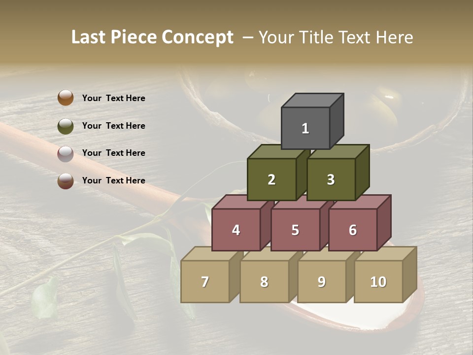 A Bowl Of Green Olives And A Spoon Of Yogurt Powerpoint Template PowerPoint Template